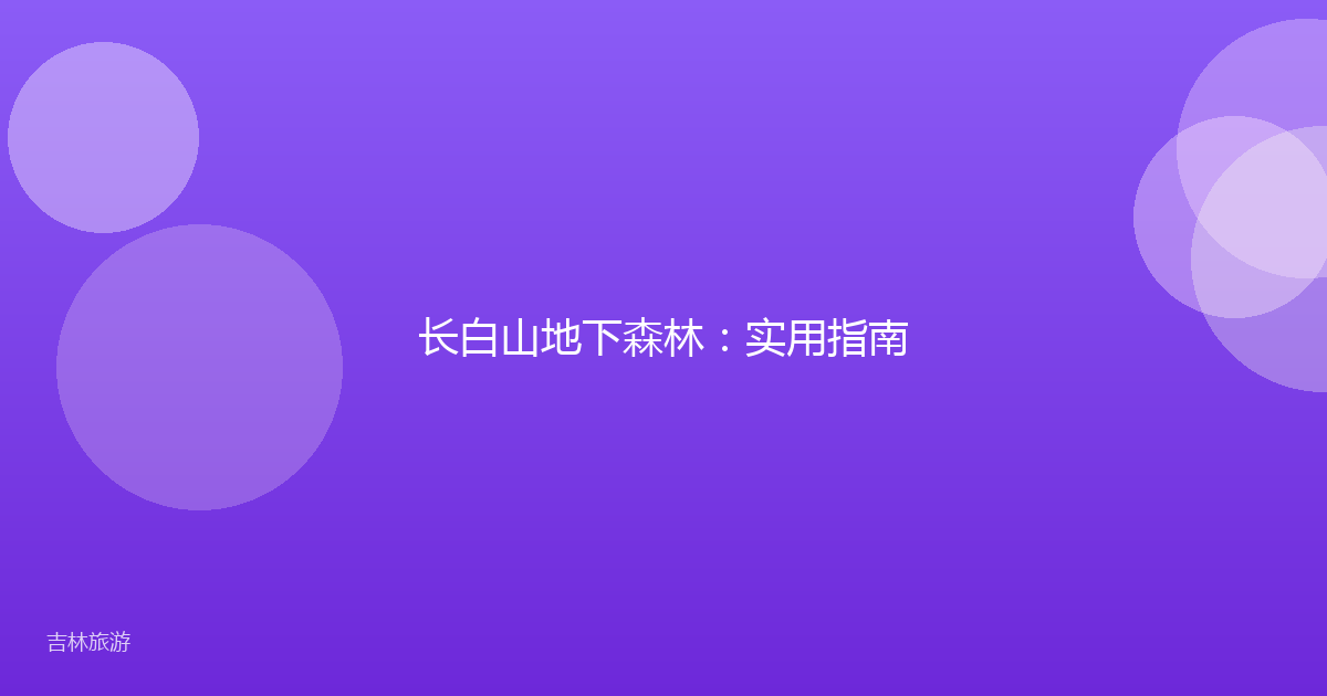 长白山地下森林:实用指南