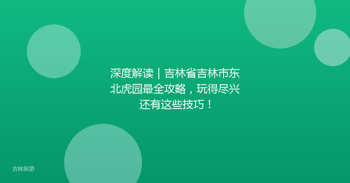 深度解读|吉林省吉林市东北虎园最全攻略,玩得尽兴还有这些技巧!